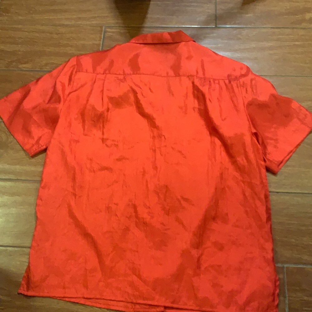 Laura And Jayne Button Down Red Polyester Short S… - image 2